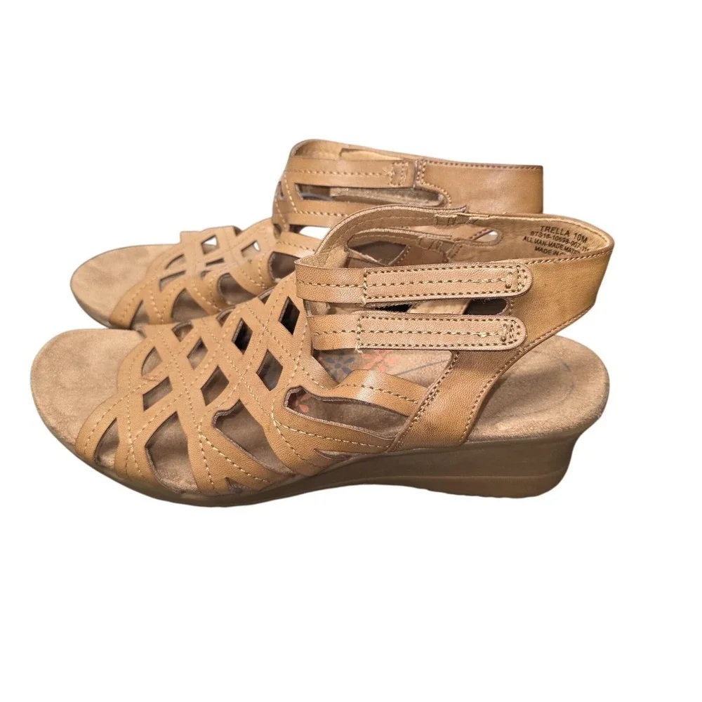 Baretraps Strappy Sandals Women 10 Brown Trella Slingback Comfort Wedge‎ Shoes